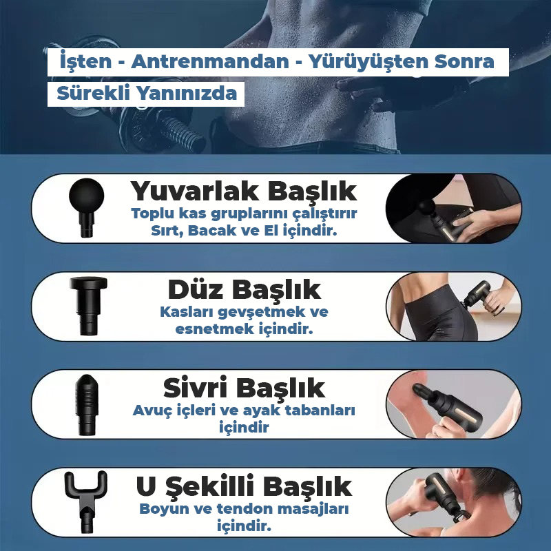 Şarjlı ve 4 Başlıklı Masaj Aleti