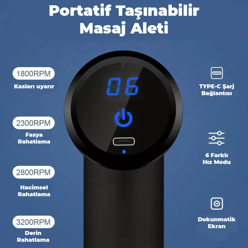 Şarjlı ve 4 Başlıklı Masaj Aleti